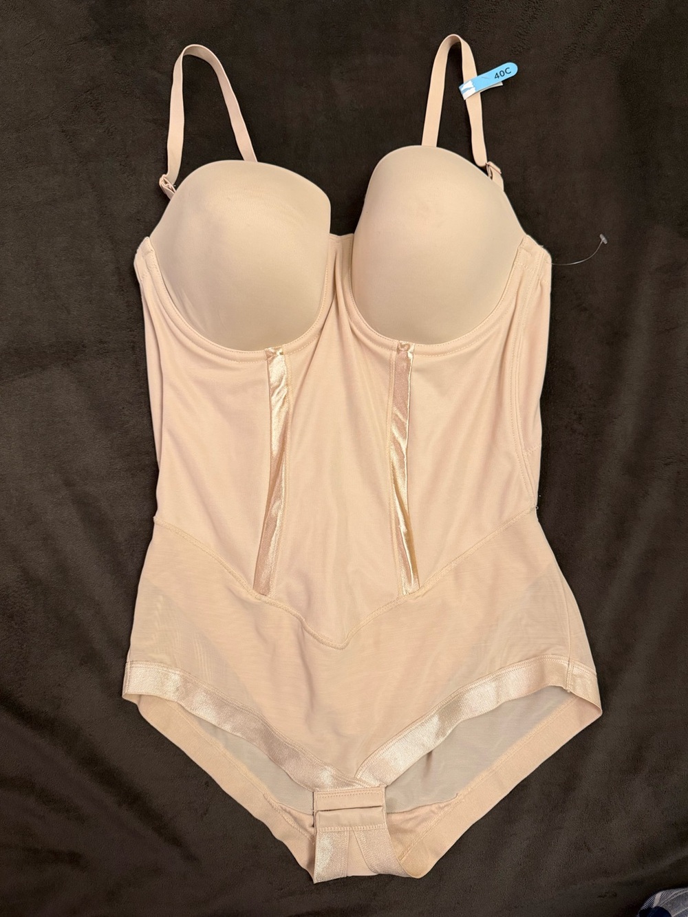 Maidenform Shapewear Bodysuit Beige Nude Bodice 40C Firm Control, NWT
